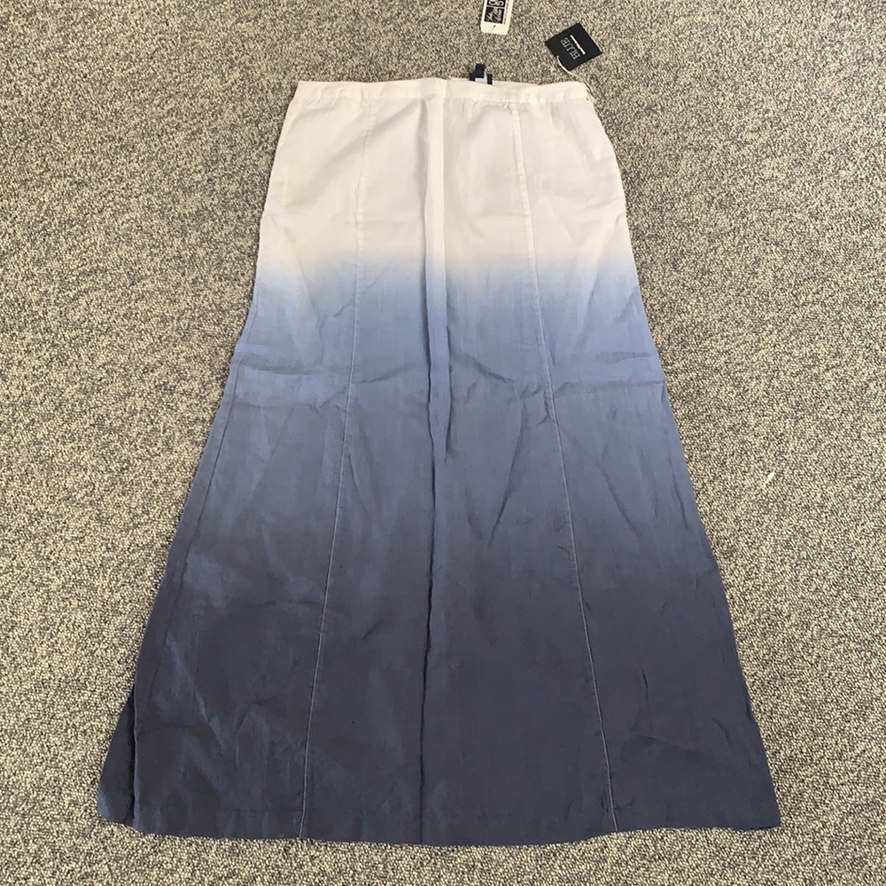 NWT BLUE Saks 5th Avenue Ombre Linen Skirt S